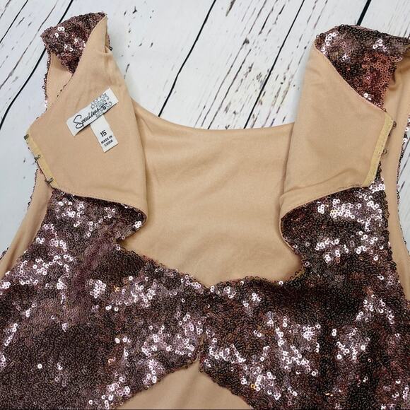 Speechless Rose Gold Keyhole Sequin Dress - Picture 15 of 15